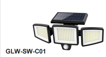GLW-SW-C01 triple-head solar wall light with PIR motion sensor