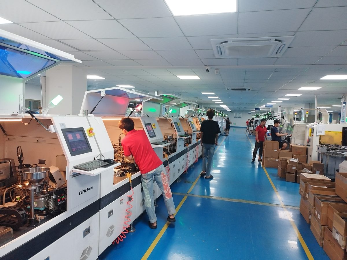 Automated assembly lines and equipment inside a Chinese manufacturing factory